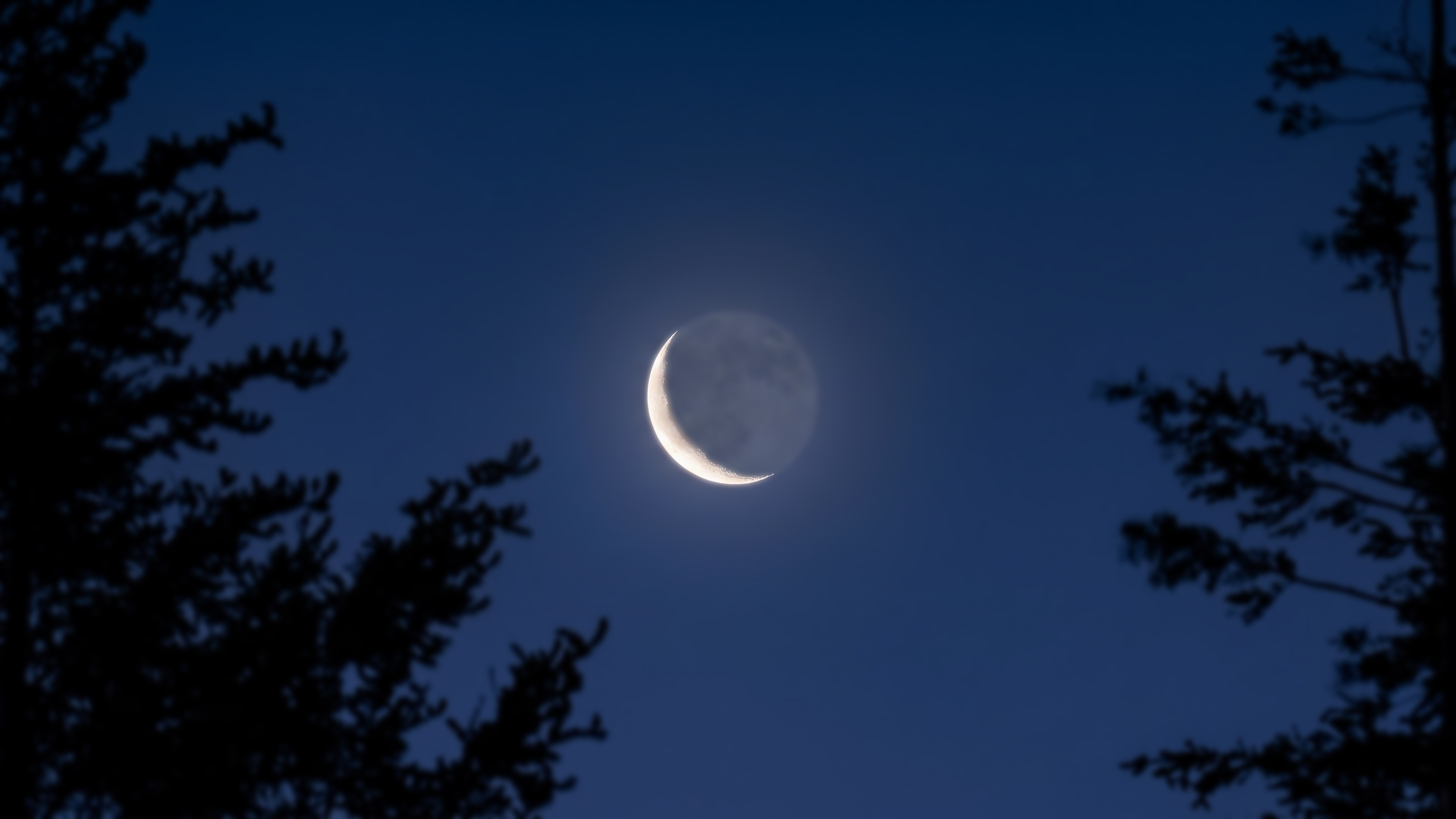 夜空中的一彎新月